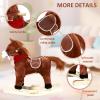 Bluethy Rocking Horse for Toddlers Ages 1-6, Plush Ride On Toy with Sounds Moving Mouth & Wagging Tail, Interactive Wooden Rocker for Kids, Baby Rocking Chair Toys up to 120kg (Dark Brown Small) view 3