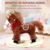 Bluethy Rocking Horse for Toddlers Ages 1-6, Plush Ride On Toy with Sounds Moving Mouth & Wagging Tail, Interactive Wooden Rocker for Kids, Baby Rocking Chair Toys up to 120kg (Dark Brown Small) view 4