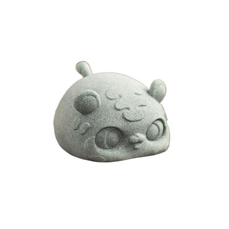 SONGCHAO Tea Statues Green Sandstone Cartoon Small Ornaments Creative Desktop Office Decoration Tea Pet Animal Play Desktop Pet(C)