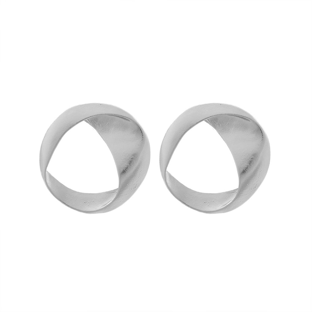 4.6 * 4.6cm Retro Hollowed Out Circular Oval Earrings,silvery,4.6 * 4.6cm