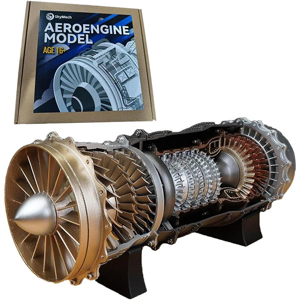 1/20 WS-15 Turbofan Jet Engine Model Kit Frighter Engine Model DIY Assembly Electric Model Engine Kit for Adults (150+ PCS)