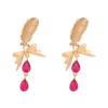 5.9 * 2.6cm Bohemian Multi-Layered Feather Bow Pendant Earrings For Women,orange,5.9 * 2.6cm view 4