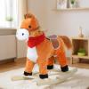 Bluethy Rocking Horse for Toddlers Ages 1-6, Plush Ride On Toy with Sounds Moving Mouth & Wagging Tail, Interactive Wooden Rocker for Kids, Baby Rocking Chair Toys up to 120kg (Light Brown Small) view 1