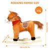Bluethy Rocking Horse for Toddlers Ages 1-6, Plush Ride On Toy with Sounds Moving Mouth & Wagging Tail, Interactive Wooden Rocker for Kids, Baby Rocking Chair Toys up to 120kg (Light Brown Small) view 2