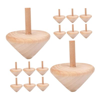 KONTONTY 15pcs Wooden Spinning Tops DIY Painting for Creative Craft Activities Natural Safe Material Educational Hand-Eye Coordination Skill Enhancer