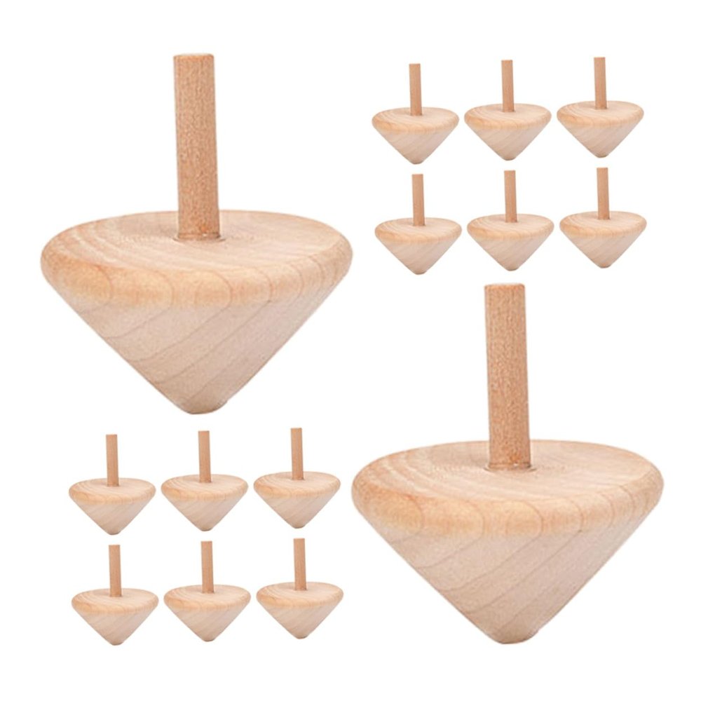 KONTONTY 15pcs Wooden Spinning Tops DIY Painting for Creative Craft Activities Natural Safe Material Educational Hand-Eye Coordination Skill Enhancer