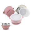 PandaEar 3 Pack Stainless Steel Baby Suction Bowls with Lid, Non-Slip Child Food Bowl with Silicone Sleeve for Kids Toddlers Infants, Unbreakable & Mess Free (Pink) view 1
