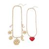 46.5+7.1cm Sun Moon Heart Pendant Imitation Pearl Necklace 2-piece Set,golden,46.5+7.1cm view 1