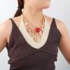 46.5+7.1cm Sun Moon Heart Pendant Imitation Pearl Necklace 2-piece Set,golden,46.5+7.1cm view 2
