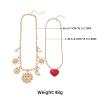 46.5+7.1cm Sun Moon Heart Pendant Imitation Pearl Necklace 2-piece Set,golden,46.5+7.1cm view 3