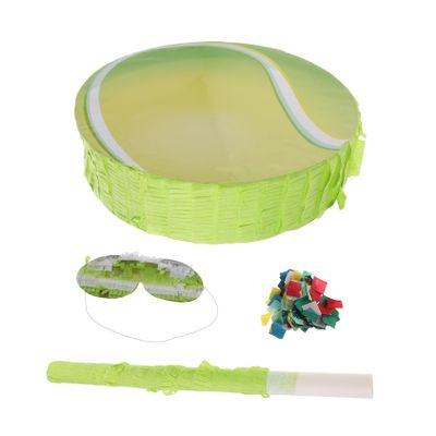 COOLHIYA Tennis Party Pinata with Bat Blindfold Confetti Sports Birthday Decoration for Indoor Outdoor Fun Tennis-themed Party Favor for Family Gatherings and Interactive Games Random Color