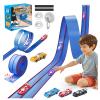 Upgrade Flexible Race Track for Kids, 15 Ft Flex Race Car Ramp Track with 4 Cars & Suction Cups - Compatible with Diecast 1/64th Cars, Car Tracks Toys for Kids Boys Girls Ages 3 4 5 6+ (Blue) view 1