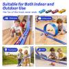 Upgrade Flexible Race Track for Kids, 15 Ft Flex Race Car Ramp Track with 4 Cars & Suction Cups - Compatible with Diecast 1/64th Cars, Car Tracks Toys for Kids Boys Girls Ages 3 4 5 6+ (Blue) view 3
