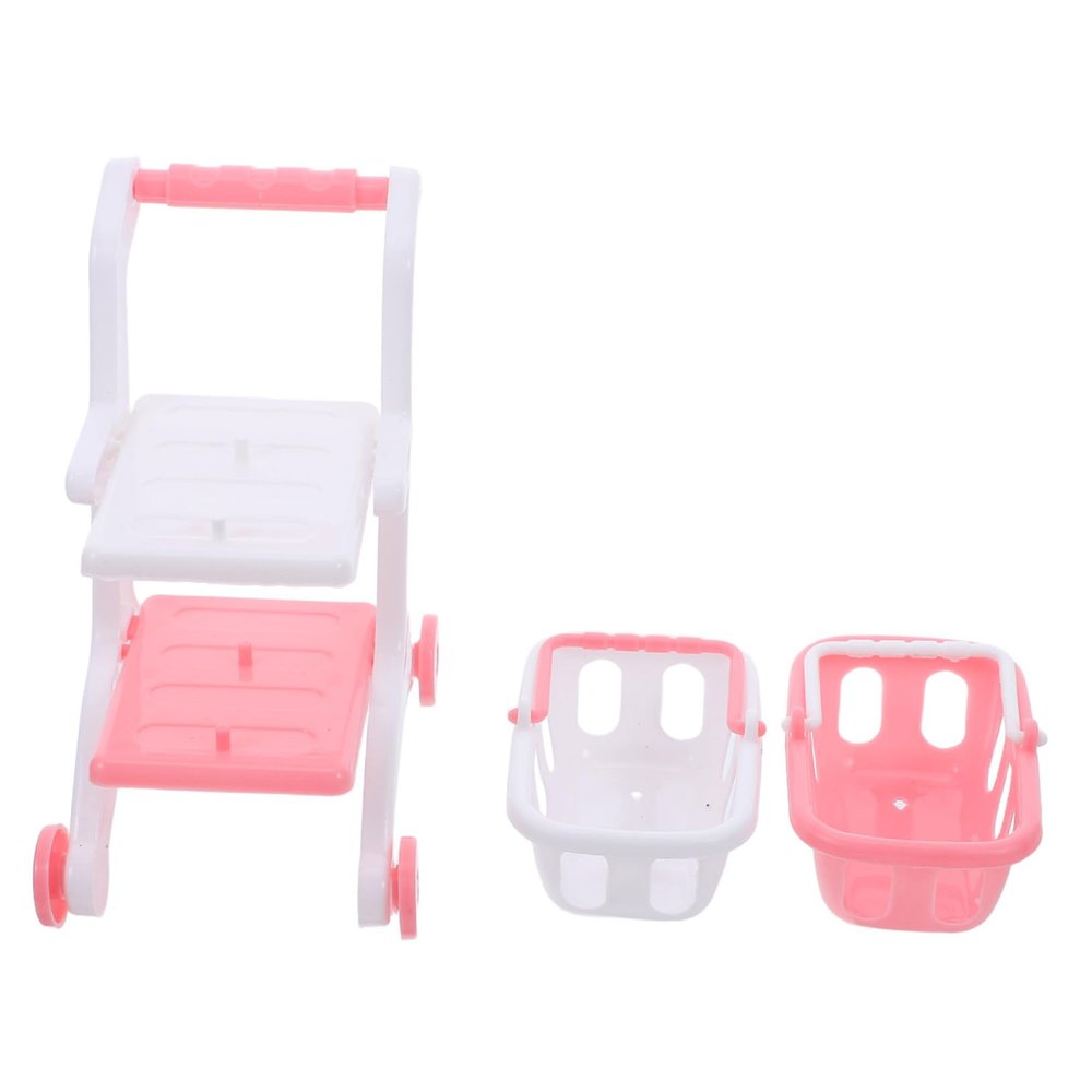 COOLHIYA 8pcs Mini Shopping Cart Double Pretend Play Trolley for Plastic Utility Cart for Indoor Outdoor Role Play and Cognitive Development
