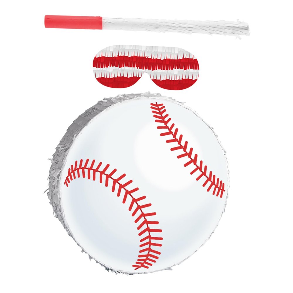 Gogogmee Baseball Pinata with Blindfold and Bat Hanging Sports Pinata for Fun Birthday Party Game and Baseball Themed Decorations for Boys Sports Parties