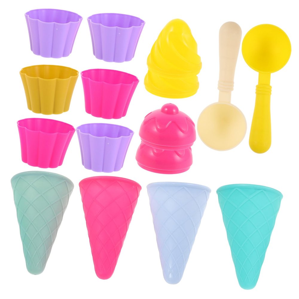 BCOATH 3Set Ice Cream Creative Beach Playset with Cone Scoop and Cupcake Molds for Imaginative Outdoor Seaside Fun