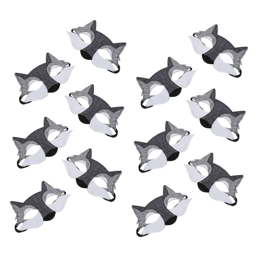 BCOATH 12pcs Half Face Wolf Masks for Halloween Cosplay with Realistic Felt Design Comfortable Fit and Easy to Wear Dress Up Accessories for Masquerade Parties and Themed Events