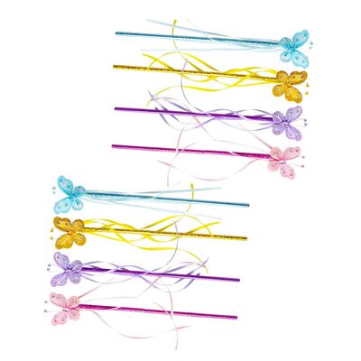 BCOATH 8pcs Fairy Wands Lightweight Plastic Sticks with Creative Wing Pattern for Cosplay Party Photo Props