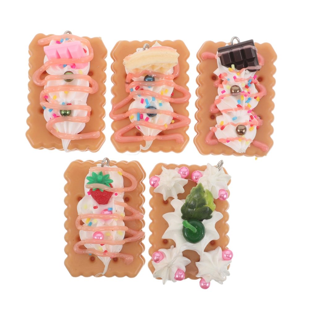 BCOATH 5pcs Simulated Cookie Model with Layered Cream and Fruit Non-Toxic PVC Fake Food Props for Party Decorations Baking Classroom Learning Photography and Display