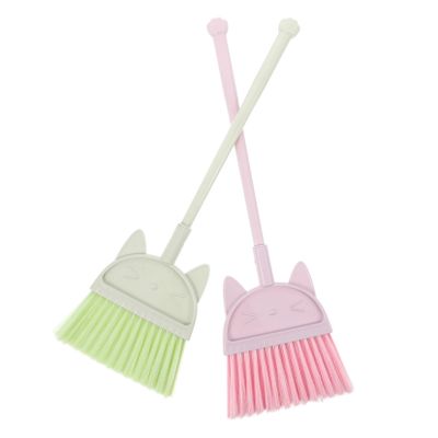 FELTECHELECTR 3pcs Mini Broom Lightweight Plastic Handle Brooms for Cartoon Design for Pretend Play and Early Cleaning Habits at Home and Kindergarten