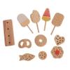 KONTONTY Wooden Ice Cream Play Set Pretend Kitchen with Simulation Popsicle Donut Egg Stick Educational Role Play Food for Safe Smooth Surface Wood Material Color Recognition Learning view 1