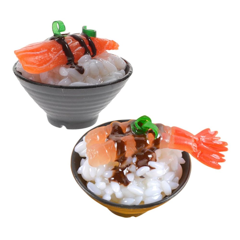BRIGHTFUFU 2pcs Miniature Fake Sushi Realistic Japanese Rice and Fish Simulation Play Kitchen Accessories for Food Photography Party Display