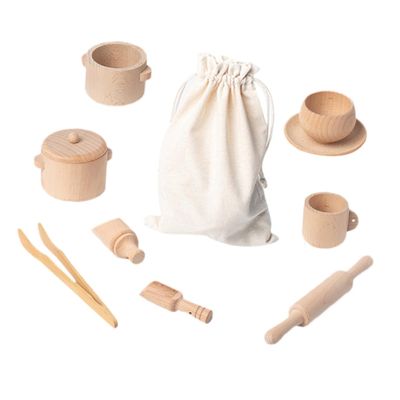 HAKIDZEL Wooden Afternoon Tea Play Set for Pretend Play House Safe Material Interactive Parent Boys Social Skills Development