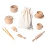 HAKIDZEL Wooden Afternoon Tea Play Set for Pretend Play House Safe Material Interactive Parent Boys Social Skills Development view 1