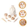 HAKIDZEL Wooden Afternoon Tea Play Set for Pretend Play House Safe Material Interactive Parent Boys Social Skills Development view 3