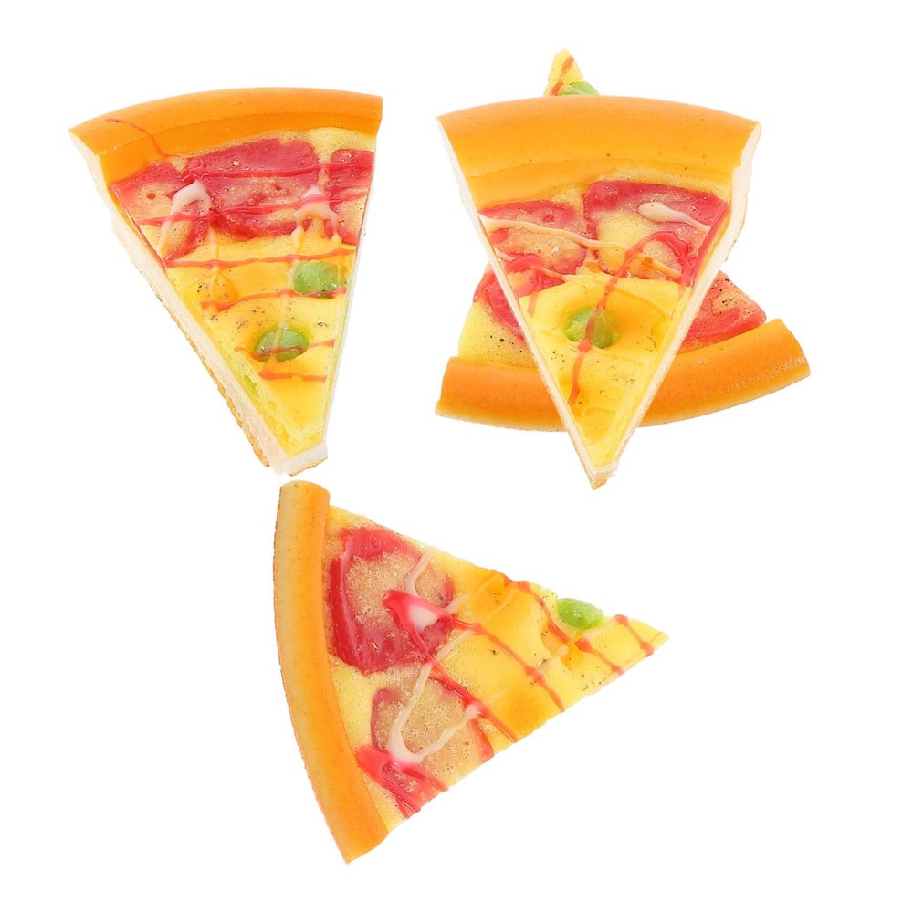 LALADEFIEE 4pcs Pretend Play Food Simulation Cheese Pizza Slices Lightweight PU Fake Pizza for Role-Playing Kitchen Party Decorations with Realistic Look