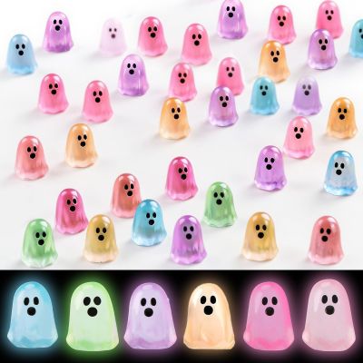 120 Mini Ghosts, Glow-in-The-Dark Resin Ghosts, Halloween Miniature Statues for Decor, Perfect for Dollhouses, Landscapes, and Parties(Mixed Color,240 Pcs)