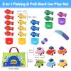 Goldge 2-in-1 Montessori Toys for 1 Year Old  Toddler Fishing Game with Stacking Cups & Pull-Back Cars, Soft Sensory Learning Toy for 12-18 Months, Easter Basket Stuffers for Toddler Boys Girls view 2