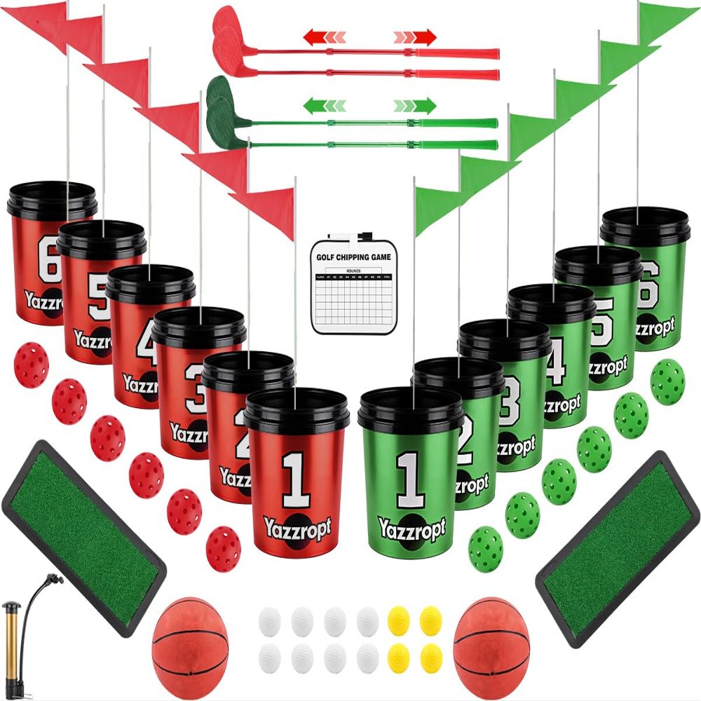 Yazzropt Giant 3-in-1 Outdoor Backyard Party Game Set  Bucket Golf, Yard Pong Basketball & Toss Games  Large Outdoor/Indoor Lawn Games for Adults & Families, Beach & Camping