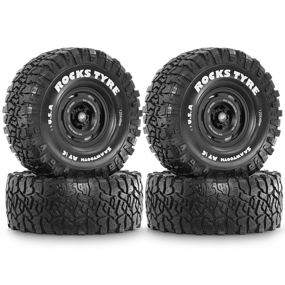 4PCS 1.9'' Metal Wheel Rim Tire Tyre 120x48mm Hex Hub 12mm RC Spare Parts for 1/10 TRAXXAS TRX4 RGT EX86181 Yikong Crawler RC Car