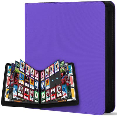 12 Pocket Card Binder, Zipper Trading Card Binder, 720 Large Capacity Side Loading Non-Ring Card Album, Double Sided Acid-Free Card Protector Binder, Card Collection for TCG, MTG, Sport Card, Purple