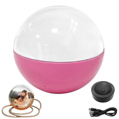 2.7" 3D Crystal Ball Video Player, Memory Orb, Personalized Digital Memory Display, Uploadable Videos & Photos, DIY Gift for Anniversary, Birthday,Couples,Pets, Memories (Pink)