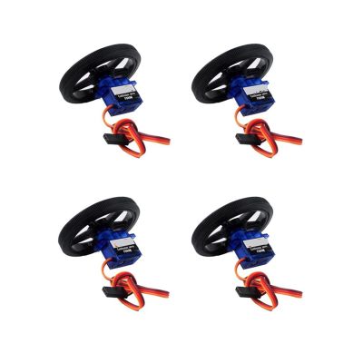 4 Sets FS90R 360 Degree Continuous Rotation RC Servo 6V 1.5KG with Tires
