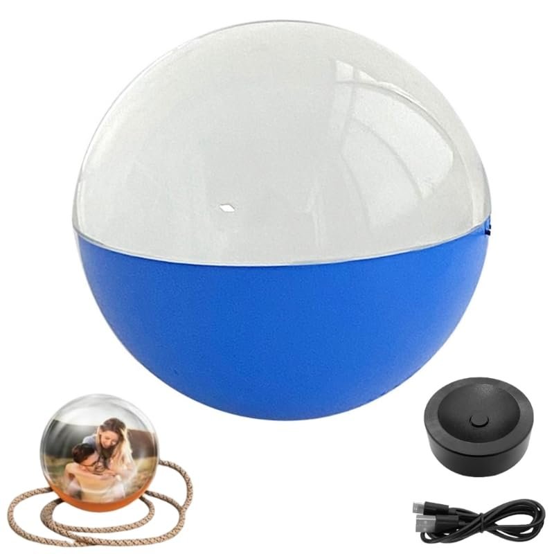 2.7" 3D Crystal Ball Video Player, Memory Orb, Personalized Digital Memory Display, Uploadable Videos & Photos, DIY Gift for Anniversary, Birthday,Couples,Pets, Memories (Blue)