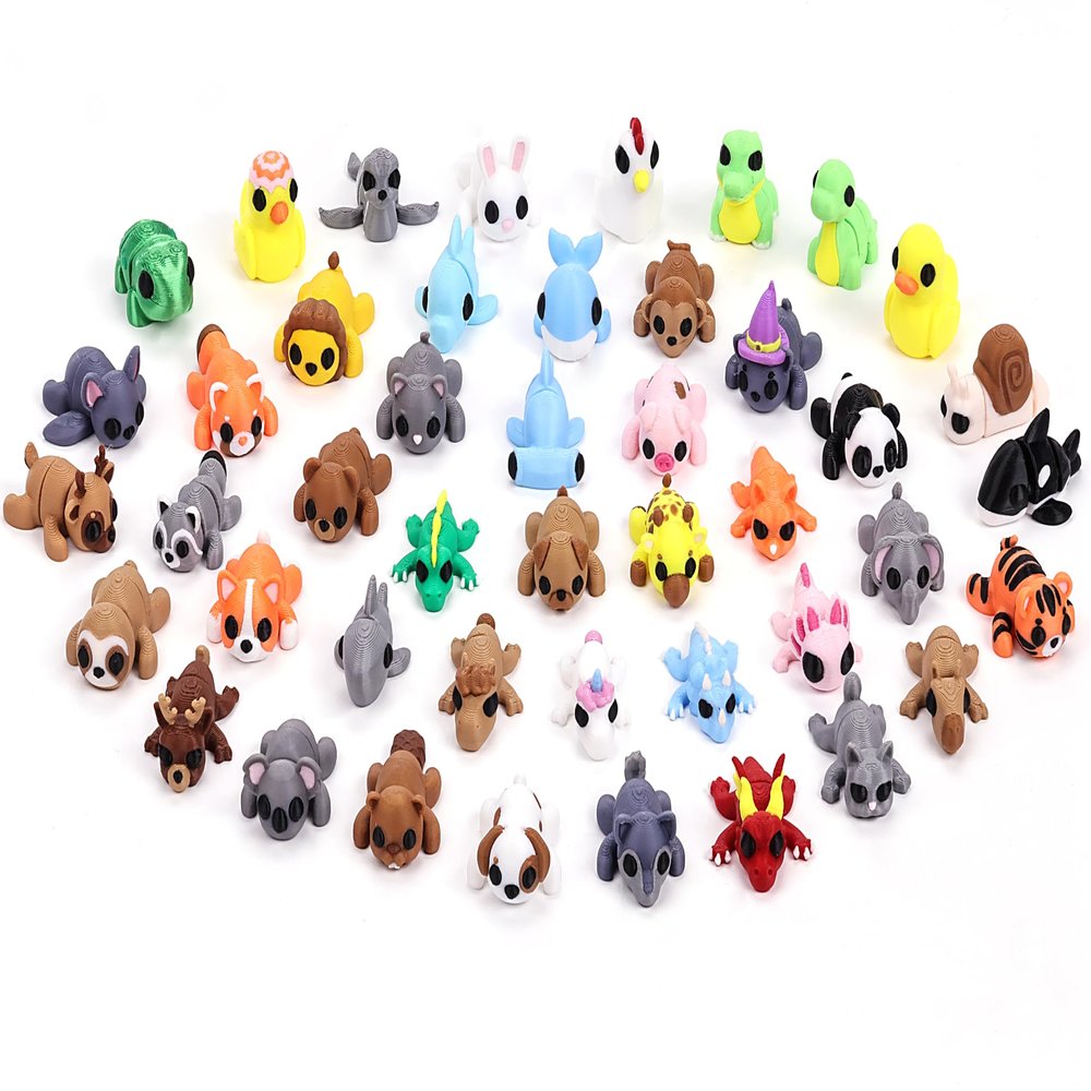 3D Printed Articulated Animal Figures Set Flexible Mini Fidget Animals, Bulk Party Favors, Classroom Prize Box Rewards, Goodie Bag Fillers, Desk Pets for Kids Boys Girls