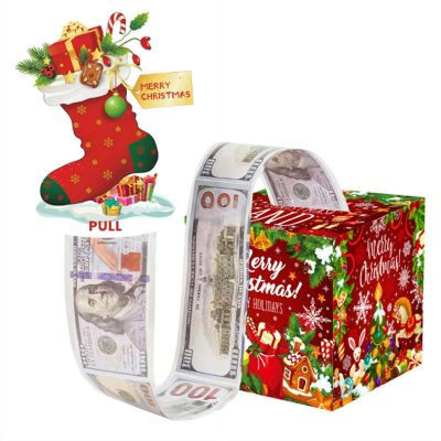 Christmas Money Holders for Cash, Pull Out Snowman Money Box Holder with 50PCS Bags for Kids Adults Merry Christmas Party Decor (Red Sock 1pcs)