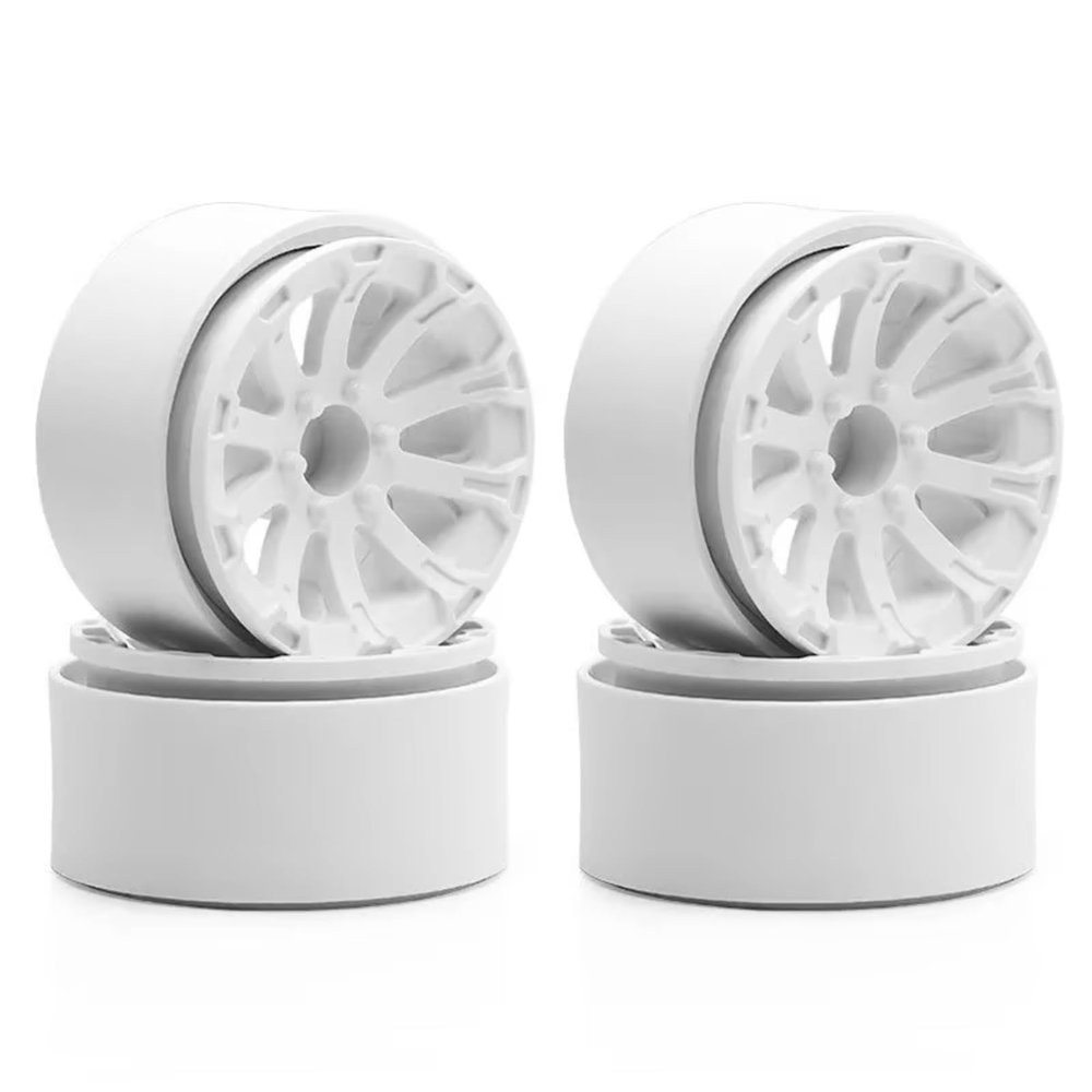 Rc Parts For Axial 1/10 4PCS Beadlock 1.9 Wheel Hub Rim RC Crawler Car Upgrade Accessories Replacement Parts(White)