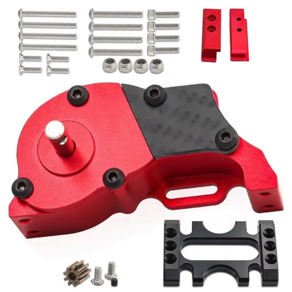 Rc Parts For LCG For SCX10 For TRX4 For Capra 1/10 Metal Transmission Low Speed Gearbox With Motor Gear RC Crawler Car Upgrade Parts(Red)