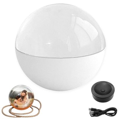 2.7" 3D Crystal Ball Video Player, Memory Orb, Personalized Digital Memory Display, Uploadable Videos & Photos, DIY Gift for Anniversary, Birthday,Couples,Pets, Memories (White)