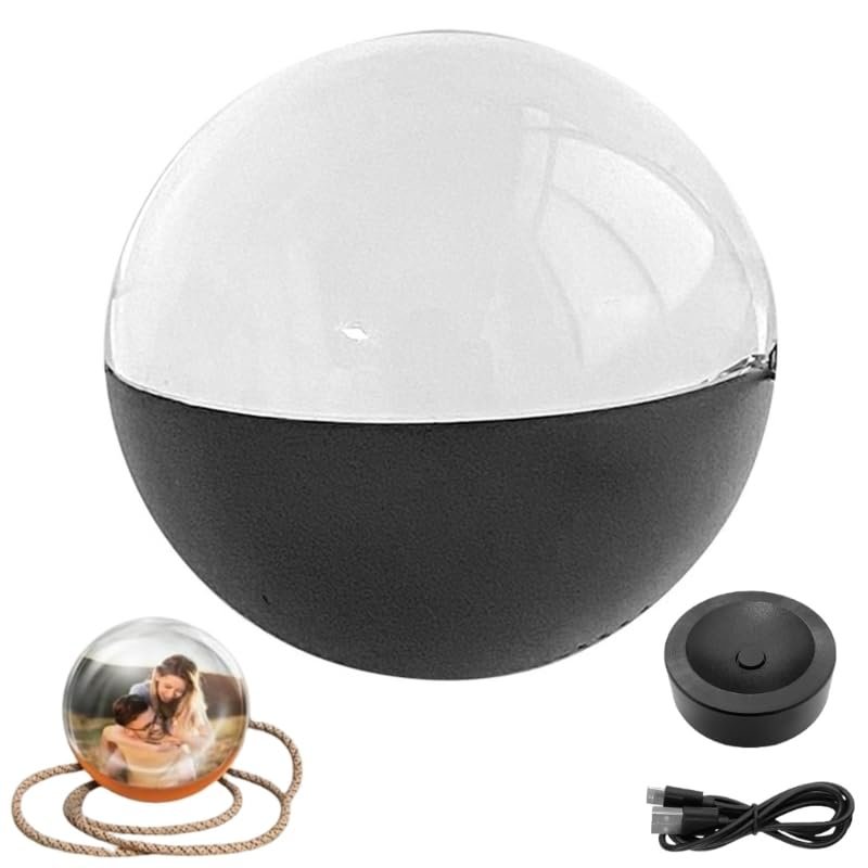 2.7" 3D Crystal Ball Video Player, Memory Orb, Personalized Digital Memory Display, Uploadable Videos & Photos, DIY Gift for Anniversary, Birthday,Couples,Pets, Memories (Black)