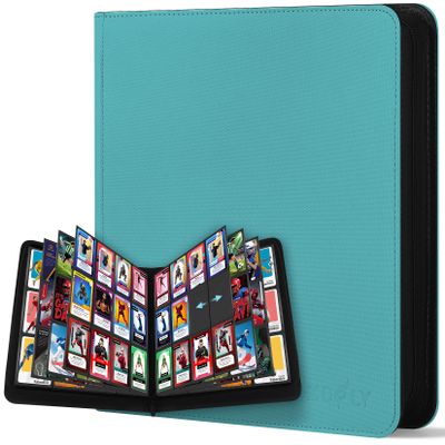 12 Pocket Card Binder, Zipper Trading Card Binder, 720 Large Capacity Side Loading Non-Ring Card Album, Double Sided Acid-Free Card Protector Binder, Card Collection for TCG, MTG, Sport Card, Teal