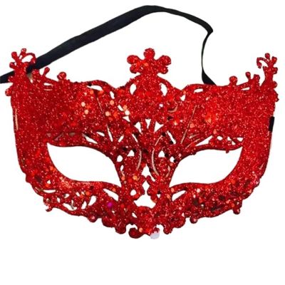 Princess Mask - Sequin Lace Venetian Half Face Mask for Parties(Red)