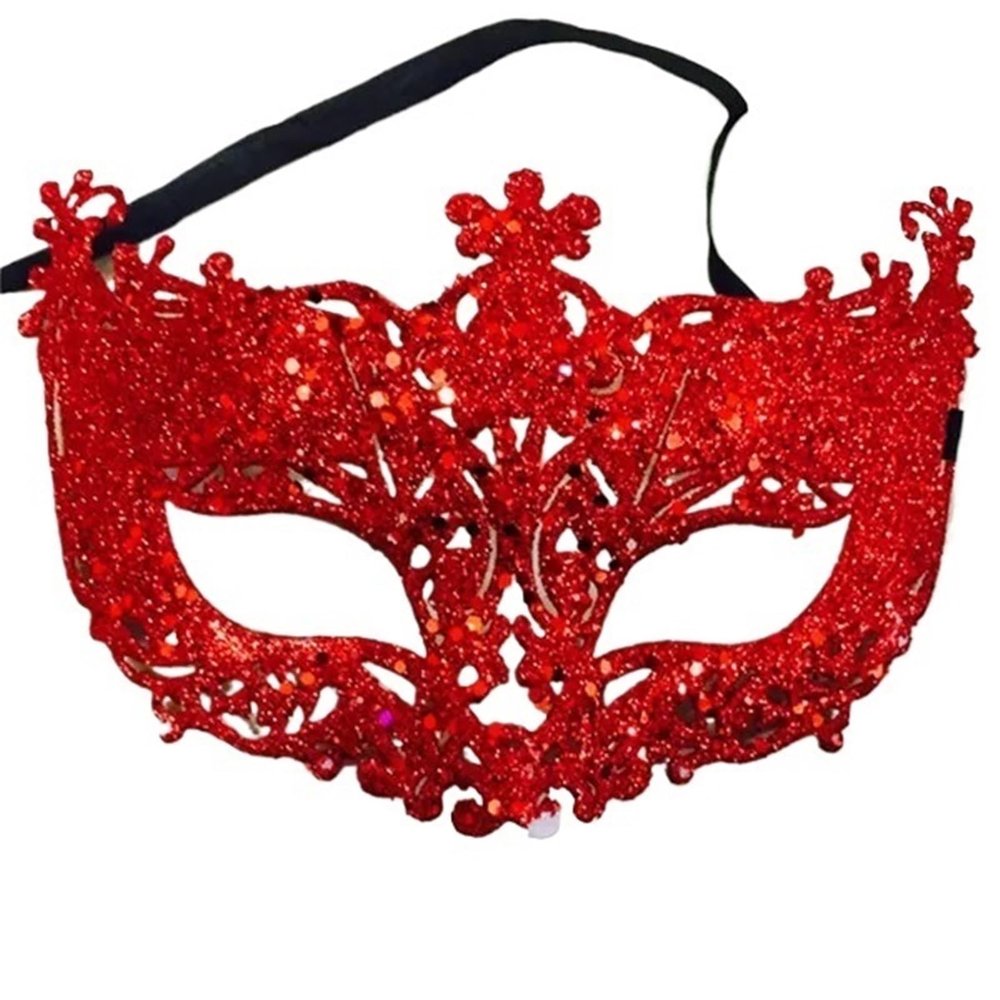 Princess Mask - Sequin Lace Venetian Half Face Mask for Parties(Red)