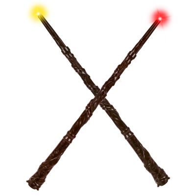 KingVows Light Up Magic Wizard Wand with 4 Color Lights & Sound Illuminating Witch Sorcerer Toys for Kids Roleplay and Party Fun, Brown, 2 Pack