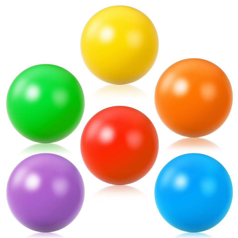 Civaner 6 Pieces Multi Colored Plastic Replacement Balls Small Bulldozer Popper Toy Balls 1.75 Inch Soft Crush Proof Air Filled Ocean Ball for Toddlers (Vibrant)