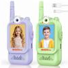 LEENK Video Walkie Talkies for Kids 2 Pack  Rechargeable Video Intercom Handheld, Indoor & Outdoor Range, Easy Use for Ages 3-12, Eco ABS, Clear Voice & Long Distance Communication (Green & Purple) view 1